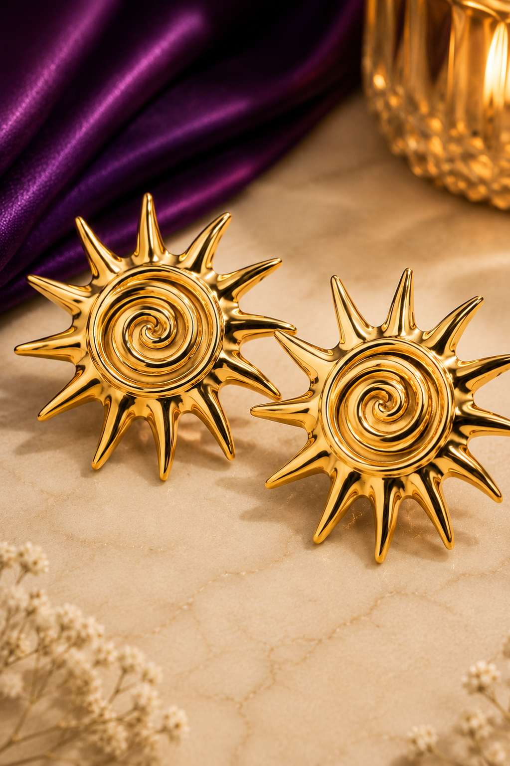 Sun Kissed Spiral Statement Earrings