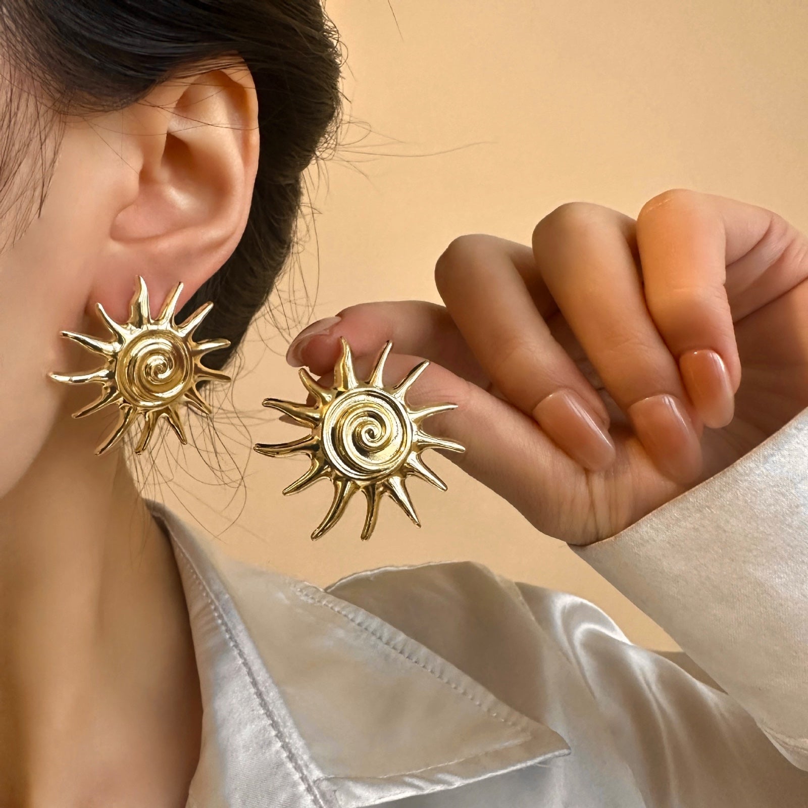 Sun Kissed Spiral Statement Earrings